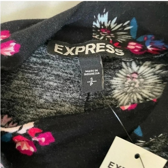 Express Black and Pink Long Sleeve V-Neck Choker Sundress - Picture 6 of 6